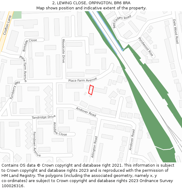 2, LEWING CLOSE, ORPINGTON, BR6 8RA: Location map and indicative extent of plot