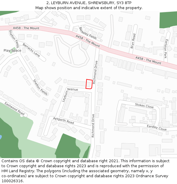 2, LEYBURN AVENUE, SHREWSBURY, SY3 8TP: Location map and indicative extent of plot