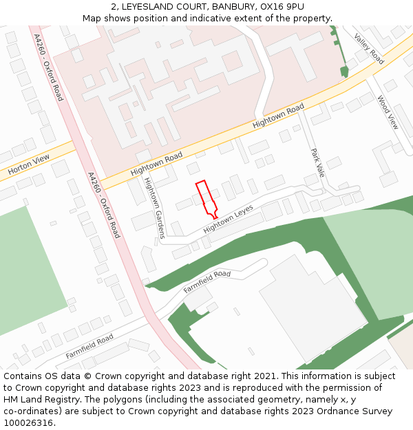 2, LEYESLAND COURT, BANBURY, OX16 9PU: Location map and indicative extent of plot