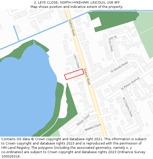 2, LEYS CLOSE, NORTH HYKEHAM, LINCOLN, LN6 9FF: Location map and indicative extent of plot