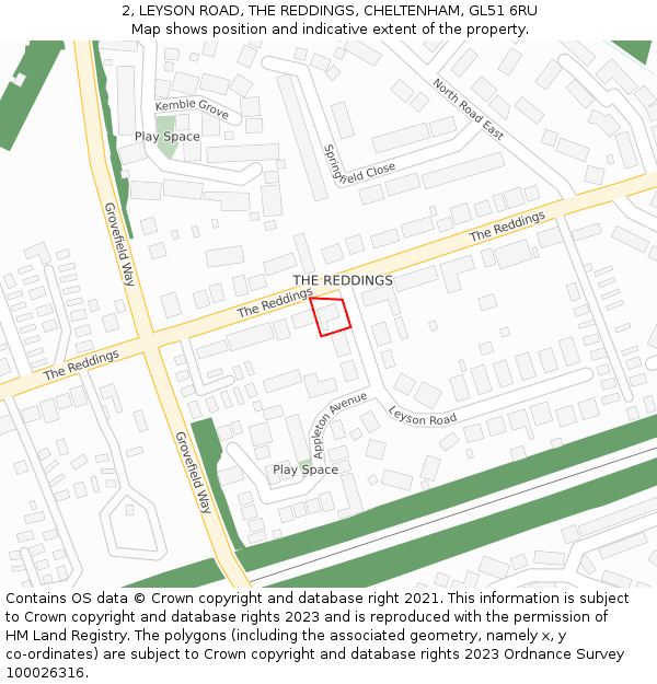 2, LEYSON ROAD, THE REDDINGS, CHELTENHAM, GL51 6RU: Location map and indicative extent of plot
