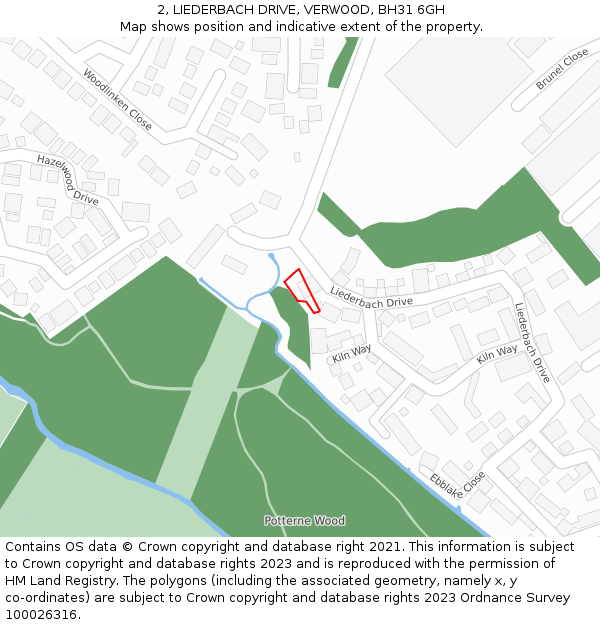 2, LIEDERBACH DRIVE, VERWOOD, BH31 6GH: Location map and indicative extent of plot