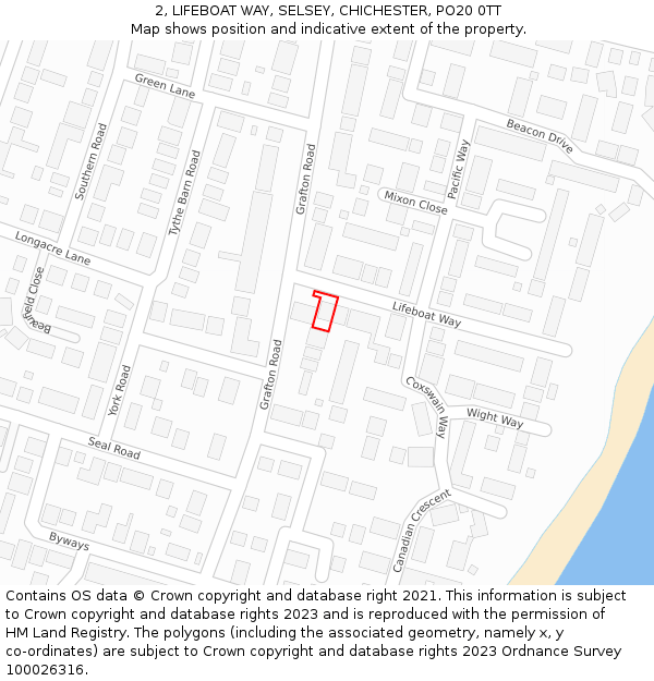 2, LIFEBOAT WAY, SELSEY, CHICHESTER, PO20 0TT: Location map and indicative extent of plot