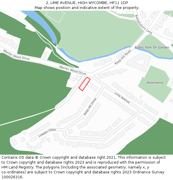 2, LIME AVENUE, HIGH WYCOMBE, HP11 1DP: Location map and indicative extent of plot