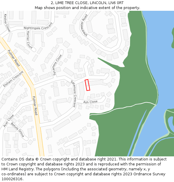 2, LIME TREE CLOSE, LINCOLN, LN6 0RT: Location map and indicative extent of plot