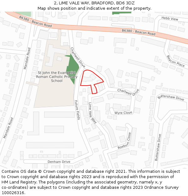 2, LIME VALE WAY, BRADFORD, BD6 3DZ: Location map and indicative extent of plot