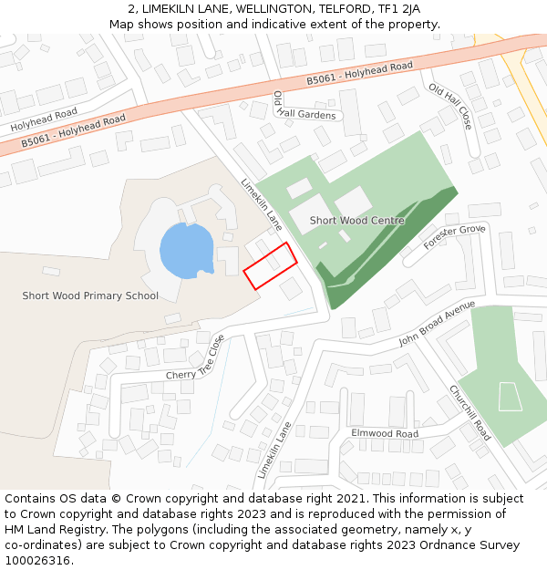 2, LIMEKILN LANE, WELLINGTON, TELFORD, TF1 2JA: Location map and indicative extent of plot
