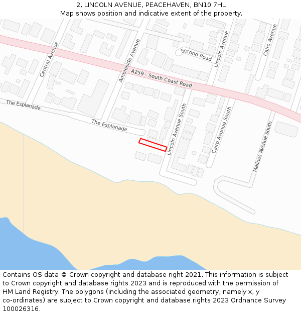 2, LINCOLN AVENUE, PEACEHAVEN, BN10 7HL: Location map and indicative extent of plot