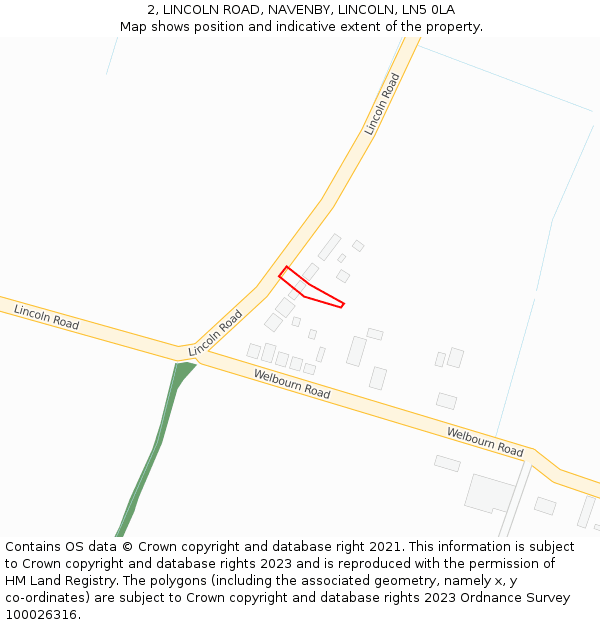 2, LINCOLN ROAD, NAVENBY, LINCOLN, LN5 0LA: Location map and indicative extent of plot