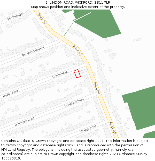 2, LINDON ROAD, WICKFORD, SS11 7LR: Location map and indicative extent of plot