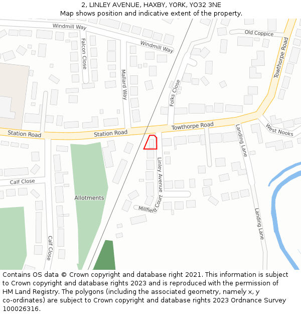 2, LINLEY AVENUE, HAXBY, YORK, YO32 3NE: Location map and indicative extent of plot