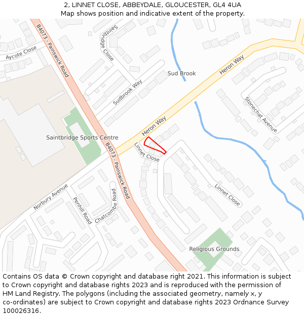 2, LINNET CLOSE, ABBEYDALE, GLOUCESTER, GL4 4UA: Location map and indicative extent of plot