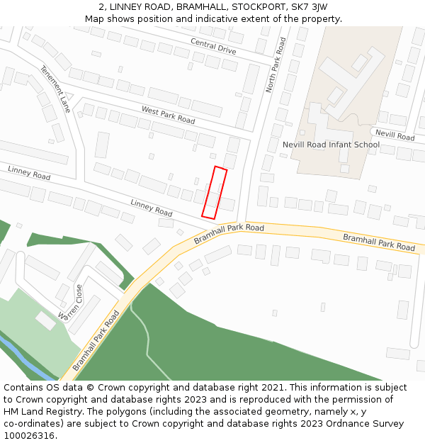 2, LINNEY ROAD, BRAMHALL, STOCKPORT, SK7 3JW: Location map and indicative extent of plot