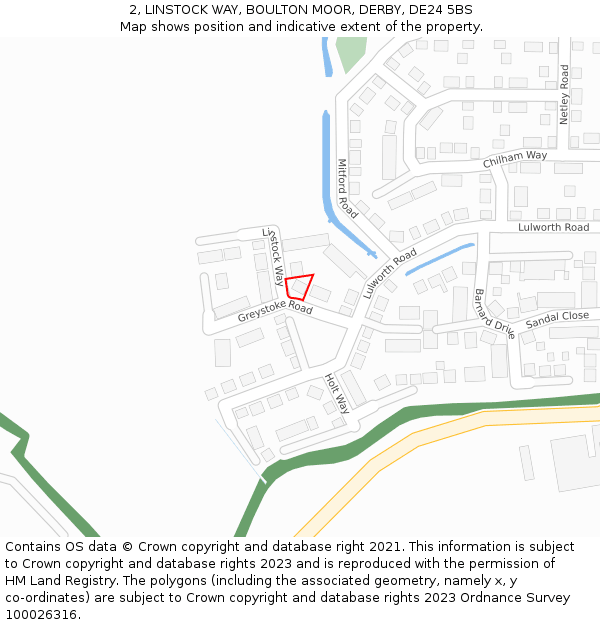 2, LINSTOCK WAY, BOULTON MOOR, DERBY, DE24 5BS: Location map and indicative extent of plot