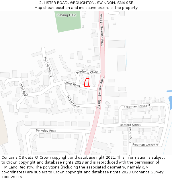 2, LISTER ROAD, WROUGHTON, SWINDON, SN4 9SB: Location map and indicative extent of plot