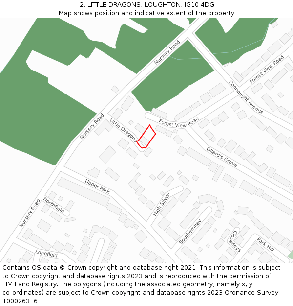 2, LITTLE DRAGONS, LOUGHTON, IG10 4DG: Location map and indicative extent of plot