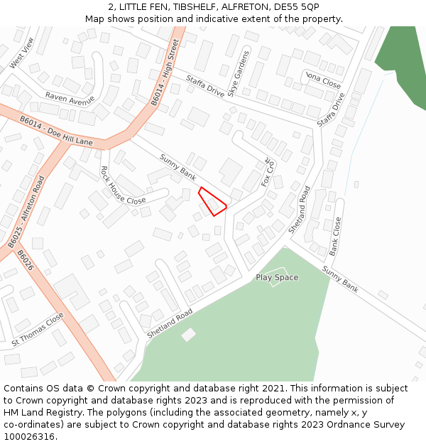 2, LITTLE FEN, TIBSHELF, ALFRETON, DE55 5QP: Location map and indicative extent of plot