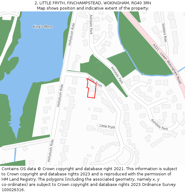 2, LITTLE FRYTH, FINCHAMPSTEAD, WOKINGHAM, RG40 3RN: Location map and indicative extent of plot