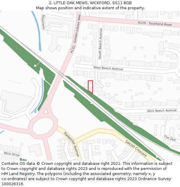 2, LITTLE OAK MEWS, WICKFORD, SS11 8GB: Location map and indicative extent of plot