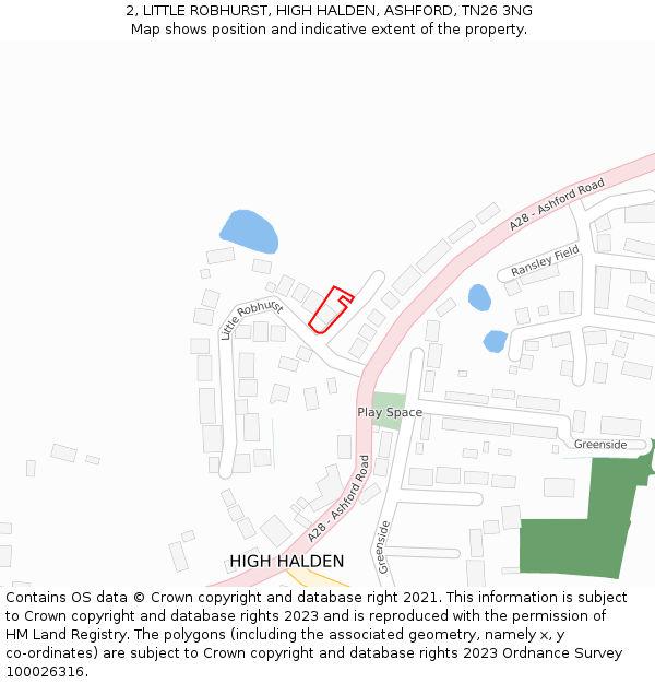 2, LITTLE ROBHURST, HIGH HALDEN, ASHFORD, TN26 3NG: Location map and indicative extent of plot