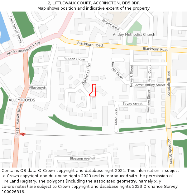 2, LITTLEWALK COURT, ACCRINGTON, BB5 0DR: Location map and indicative extent of plot