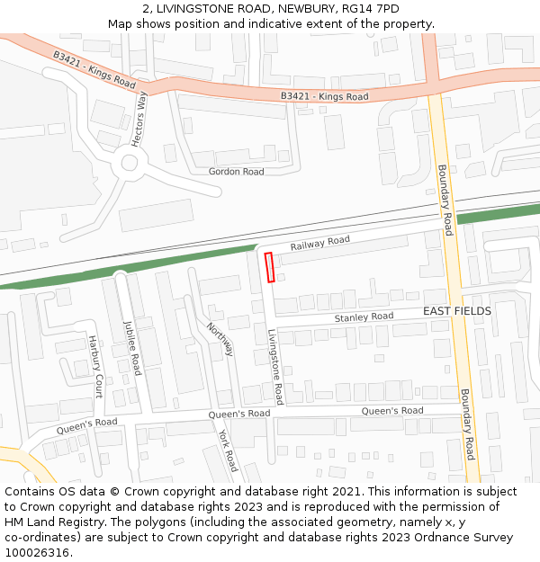 2, LIVINGSTONE ROAD, NEWBURY, RG14 7PD: Location map and indicative extent of plot