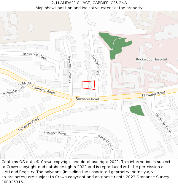 2, LLANDAFF CHASE, CARDIFF, CF5 2NA: Location map and indicative extent of plot