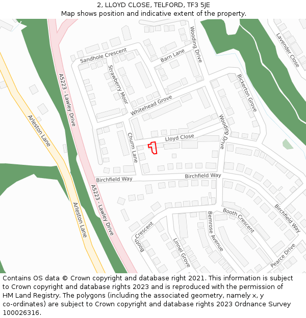 2, LLOYD CLOSE, TELFORD, TF3 5JE: Location map and indicative extent of plot