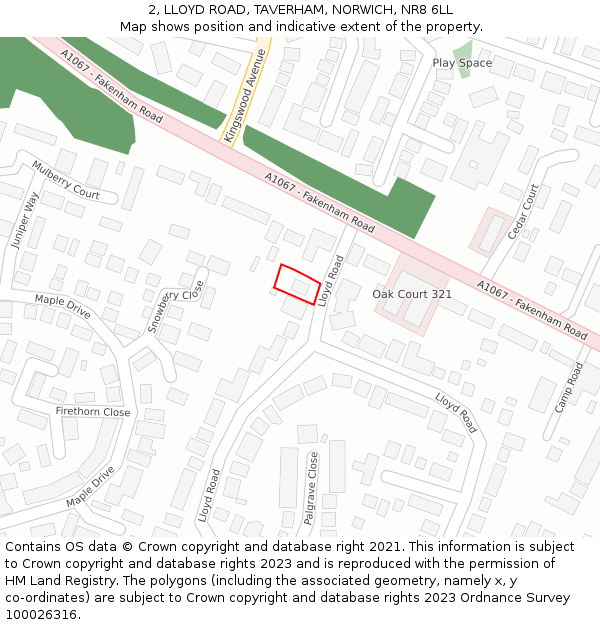 2, LLOYD ROAD, TAVERHAM, NORWICH, NR8 6LL: Location map and indicative extent of plot
