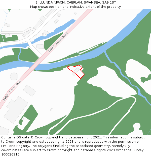 2, LLUNDAINFACH, CAERLAN, SWANSEA, SA9 1ST: Location map and indicative extent of plot