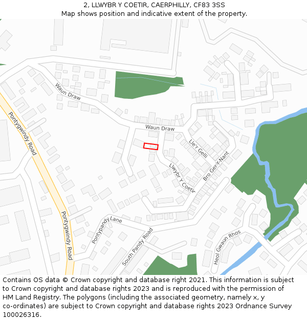 2, LLWYBR Y COETIR, CAERPHILLY, CF83 3SS: Location map and indicative extent of plot