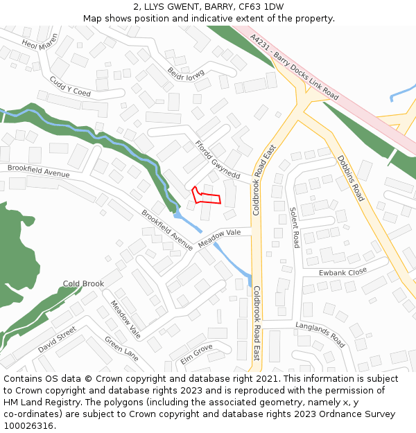 2, LLYS GWENT, BARRY, CF63 1DW: Location map and indicative extent of plot