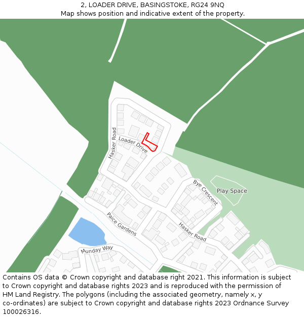 2, LOADER DRIVE, BASINGSTOKE, RG24 9NQ: Location map and indicative extent of plot