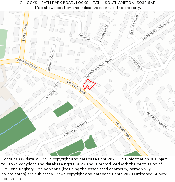 2, LOCKS HEATH PARK ROAD, LOCKS HEATH, SOUTHAMPTON, SO31 6NB: Location map and indicative extent of plot