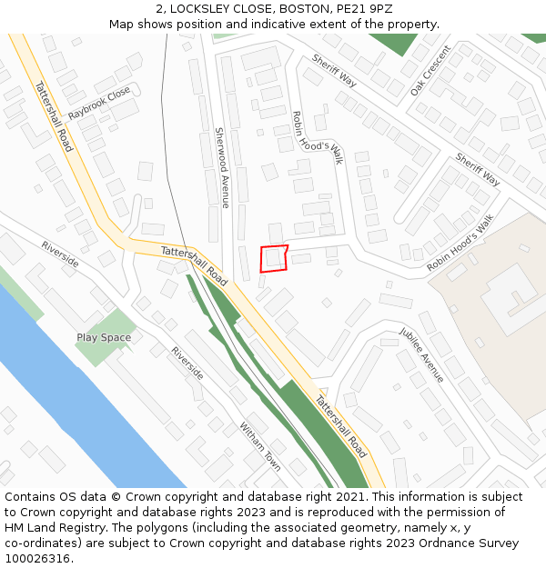 2, LOCKSLEY CLOSE, BOSTON, PE21 9PZ: Location map and indicative extent of plot