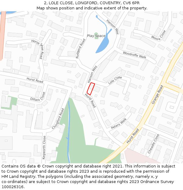 2, LOLE CLOSE, LONGFORD, COVENTRY, CV6 6PR: Location map and indicative extent of plot
