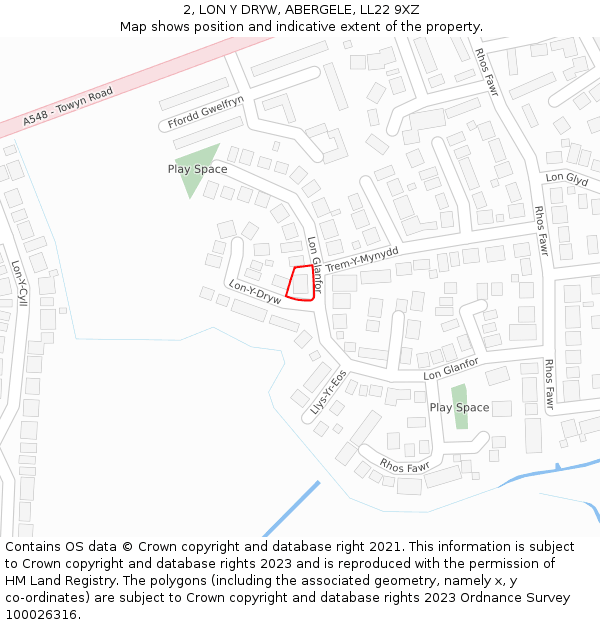 2, LON Y DRYW, ABERGELE, LL22 9XZ: Location map and indicative extent of plot