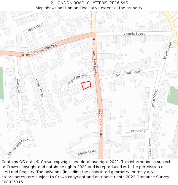 2, LONDON ROAD, CHATTERIS, PE16 6AS: Location map and indicative extent of plot