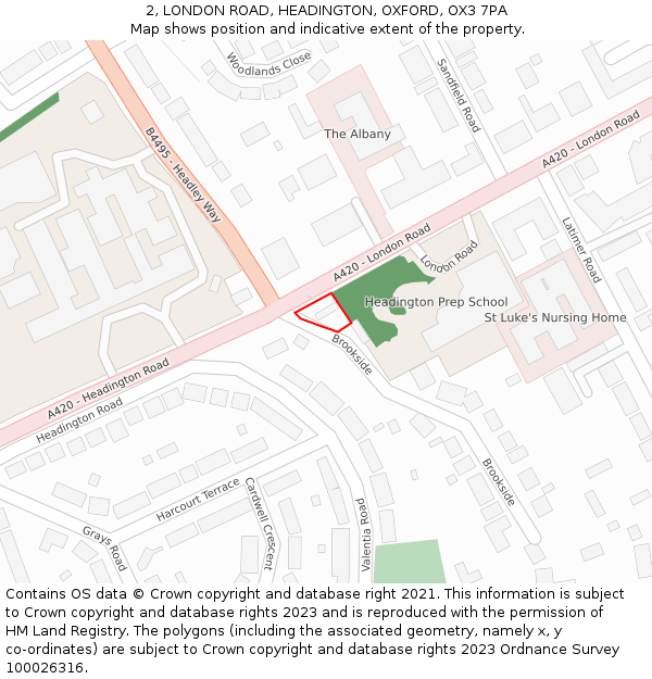 2, LONDON ROAD, HEADINGTON, OXFORD, OX3 7PA: Location map and indicative extent of plot