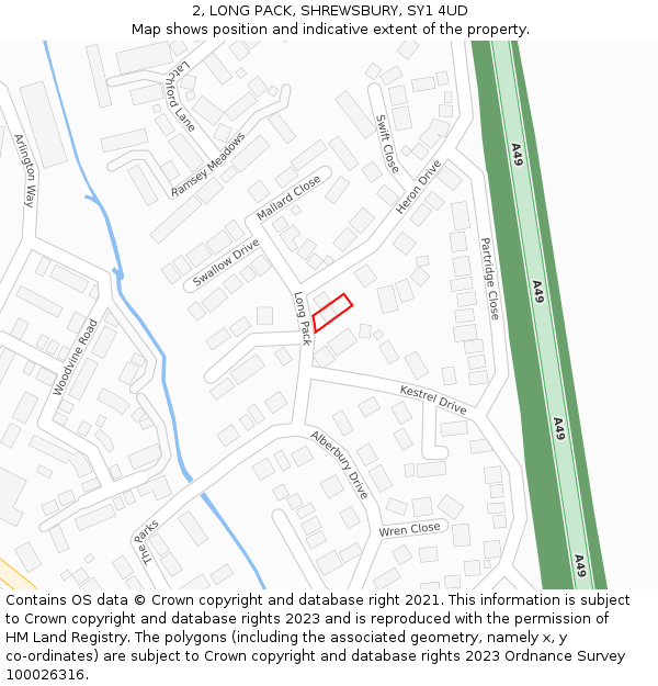 2, LONG PACK, SHREWSBURY, SY1 4UD: Location map and indicative extent of plot