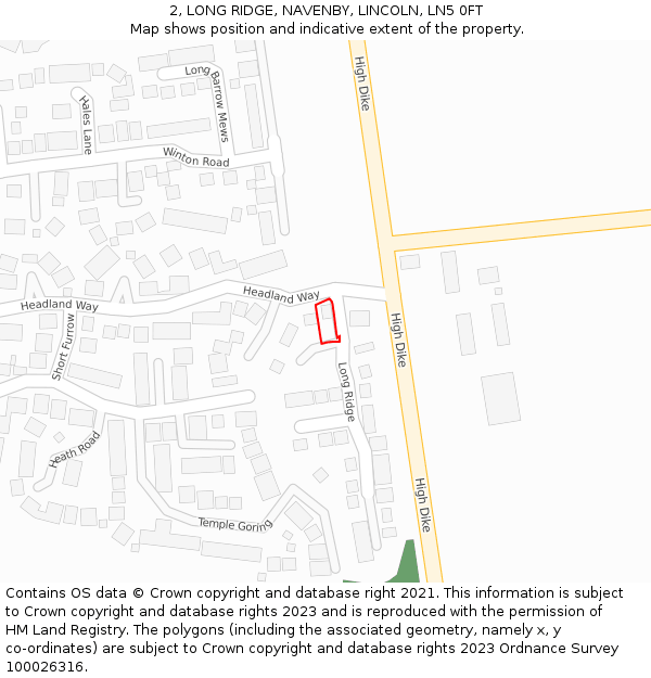 2, LONG RIDGE, NAVENBY, LINCOLN, LN5 0FT: Location map and indicative extent of plot