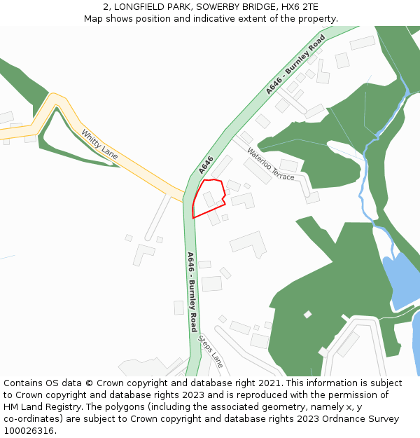 2, LONGFIELD PARK, SOWERBY BRIDGE, HX6 2TE: Location map and indicative extent of plot