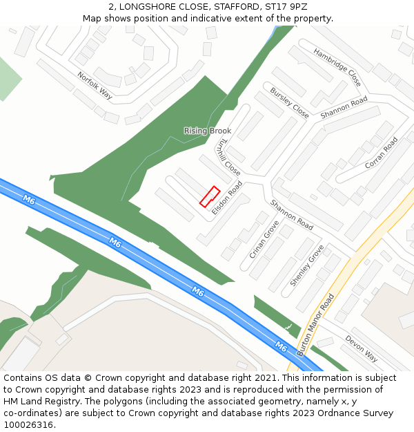 2, LONGSHORE CLOSE, STAFFORD, ST17 9PZ: Location map and indicative extent of plot