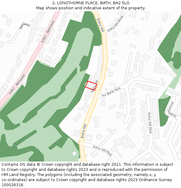 2, LONGTHORNE PLACE, BATH, BA2 5LG: Location map and indicative extent of plot