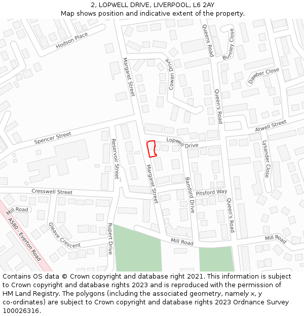 2, LOPWELL DRIVE, LIVERPOOL, L6 2AY: Location map and indicative extent of plot