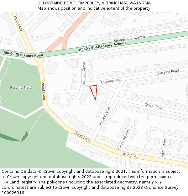 2, LORRAINE ROAD, TIMPERLEY, ALTRINCHAM, WA15 7NA: Location map and indicative extent of plot