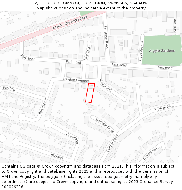 2, LOUGHOR COMMON, GORSEINON, SWANSEA, SA4 4UW: Location map and indicative extent of plot