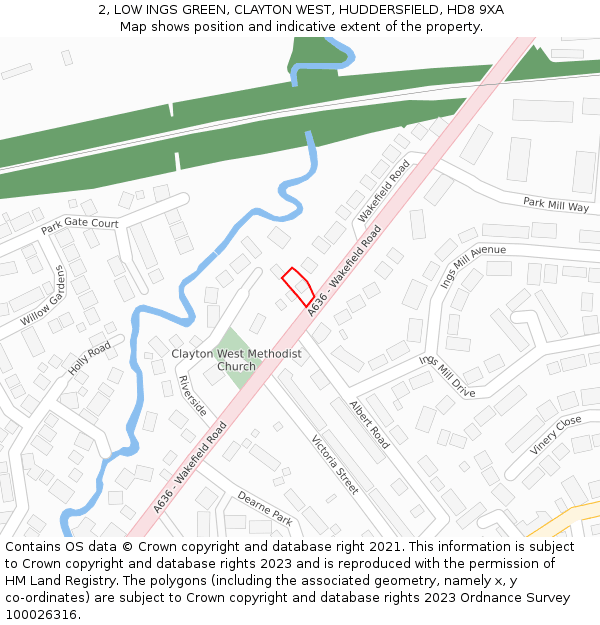 2, LOW INGS GREEN, CLAYTON WEST, HUDDERSFIELD, HD8 9XA: Location map and indicative extent of plot