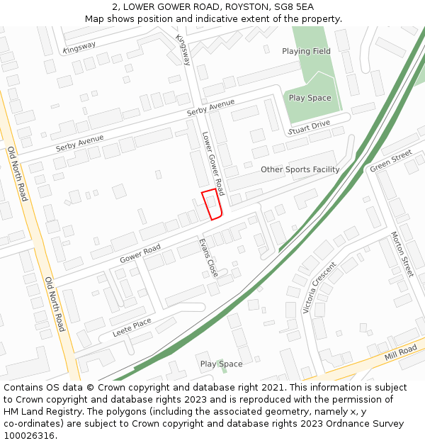 2, LOWER GOWER ROAD, ROYSTON, SG8 5EA: Location map and indicative extent of plot