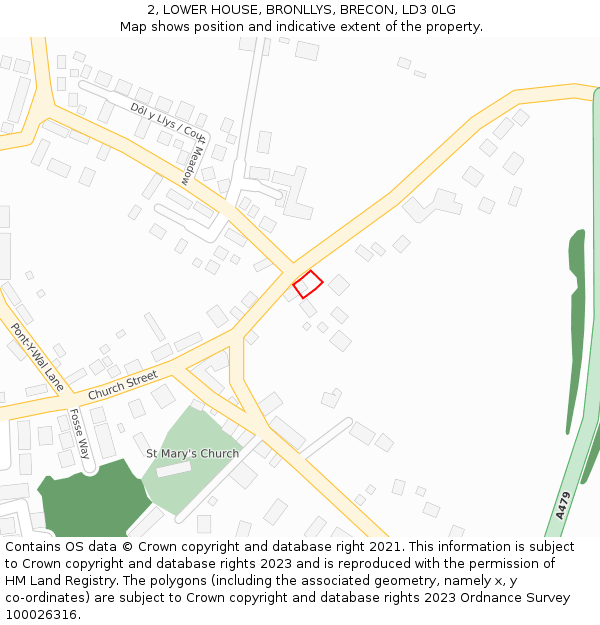 2, LOWER HOUSE, BRONLLYS, BRECON, LD3 0LG: Location map and indicative extent of plot